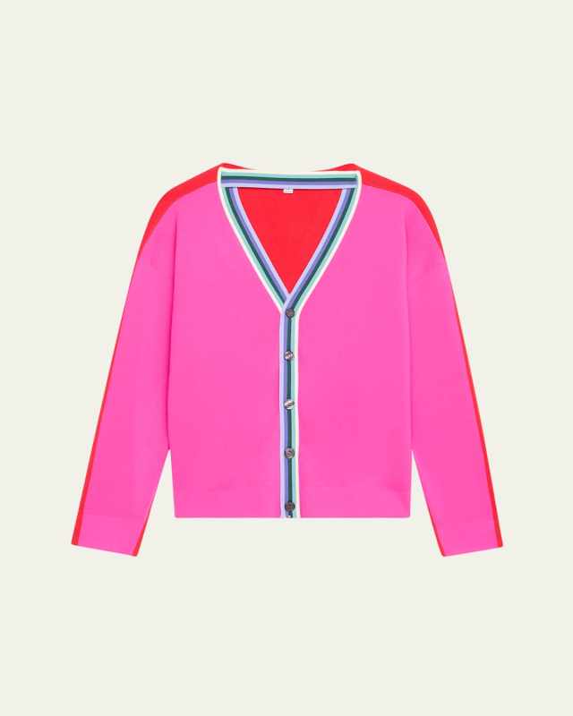 Colorblock Convertible Wool Cardigan